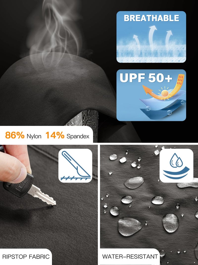 FREE SOLDIER Men's Outdoor Cargo Hiking Pants with Belt Lightweight Waterproof Quick Dry Tactical Pants Nylon Spandex (Gray 32W x 34L) - Image 2